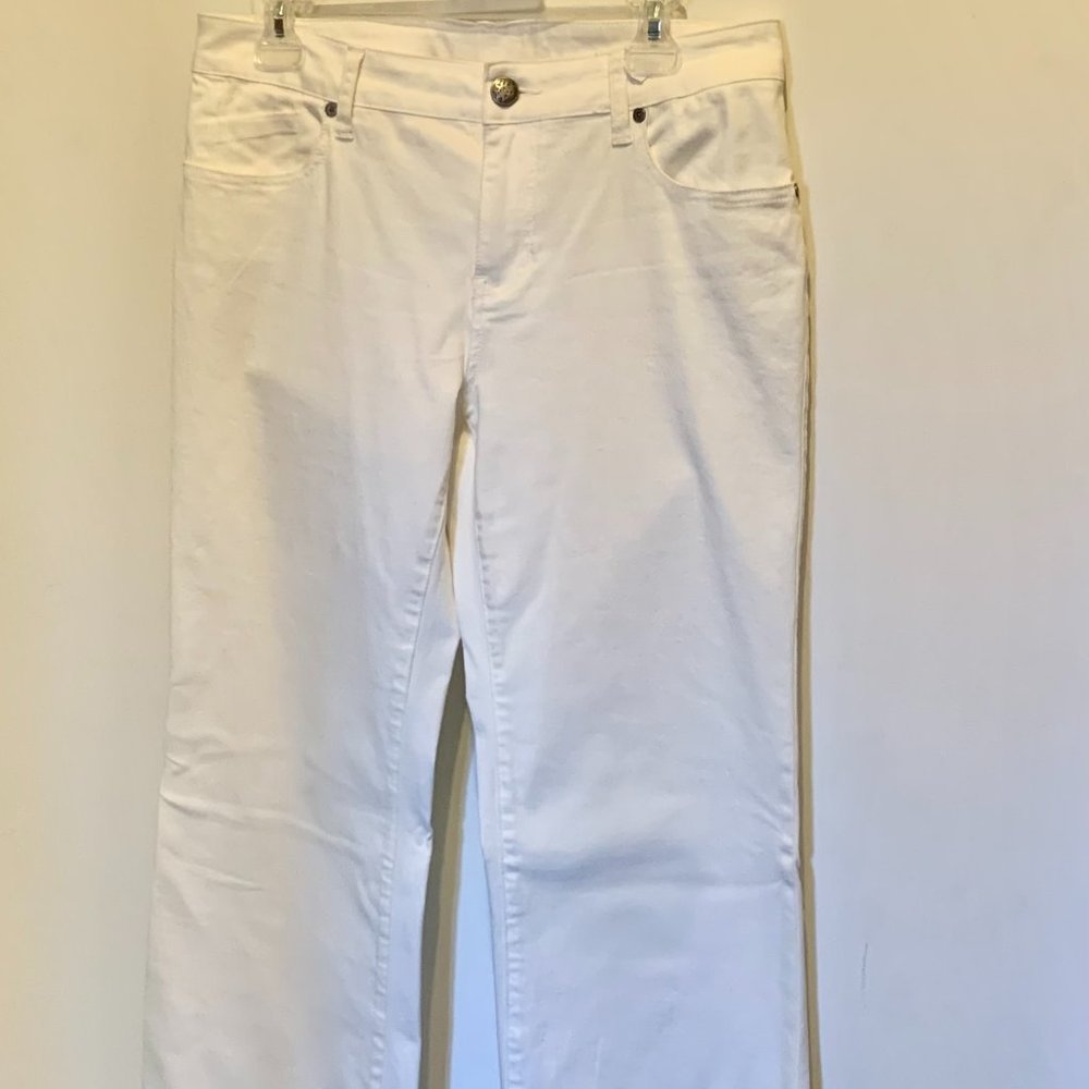 CAbi White Curvy-Style Jeans - straight-legged (size 8)